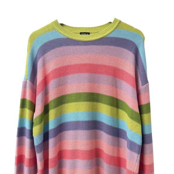 Torrid Sweater Large (Torrid 0) Harley Pastel Stripe Cotton Blend Crew Neck - Picture 3 of 12